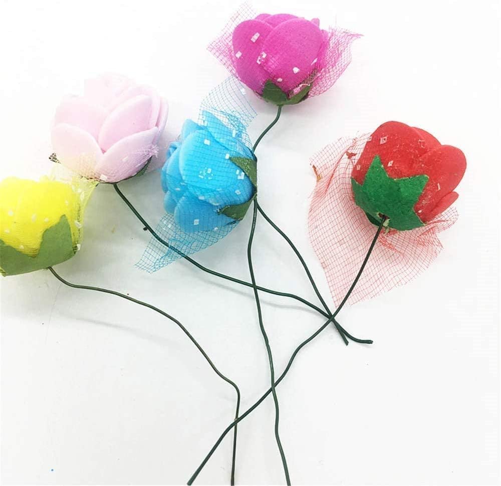 Mini Fake Rose Flower Heads 144pcs Mini Artificial Foam Roses DIY Wedding Flowers Accessories Make Bridal Hair Clips Headbands Dress (Bottom add Gauze) for Valentines Day,Wedding,Bridal (Light Pink)