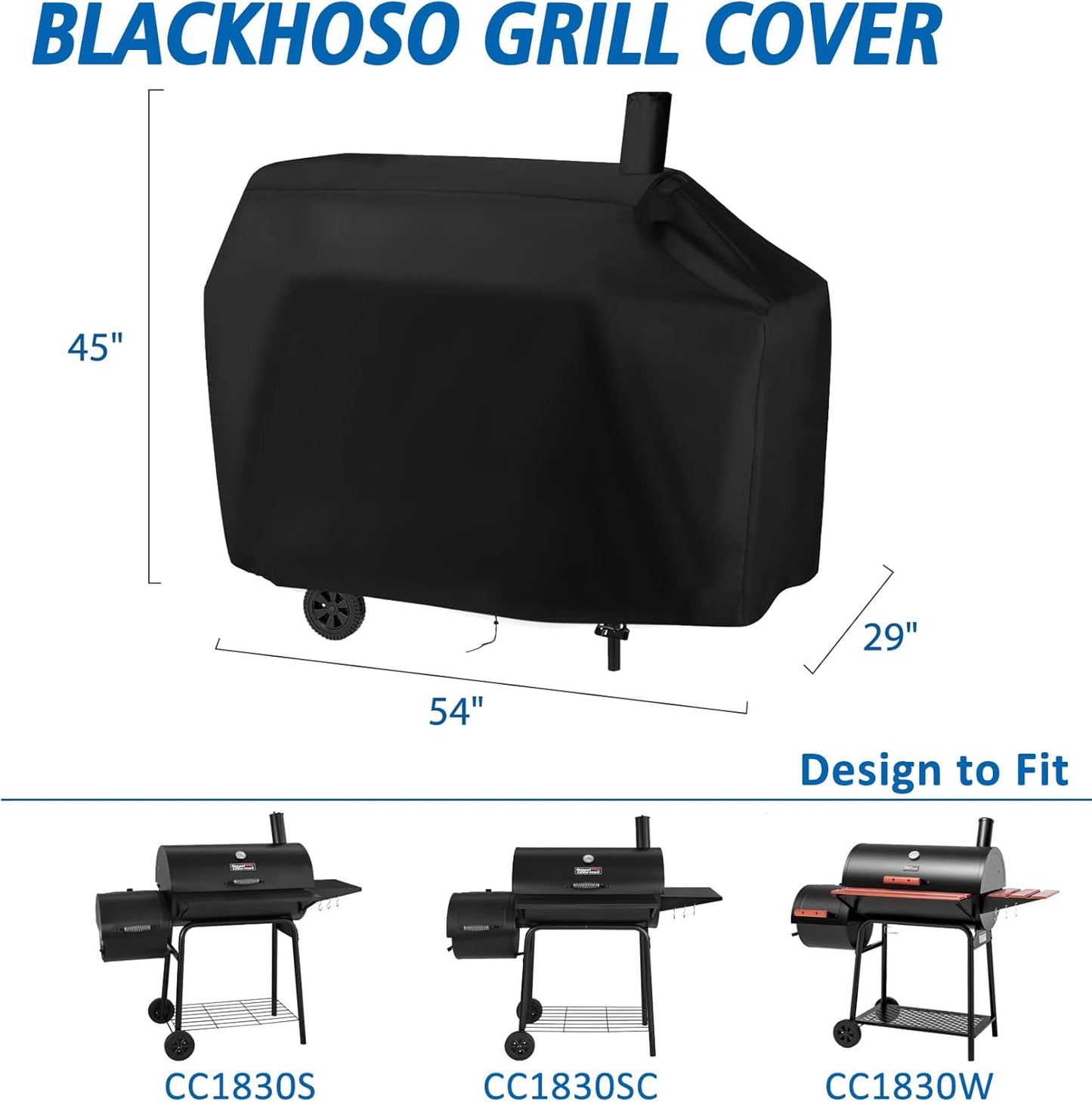 Charcoal Grills Cover for Royal Gourmet CC1830W 30 Barrel Charcoal Grill&for CC1830S Charcoal Grill, Heavy Duty Waterproof Cover, Outdoor BBQ Grilling Cover