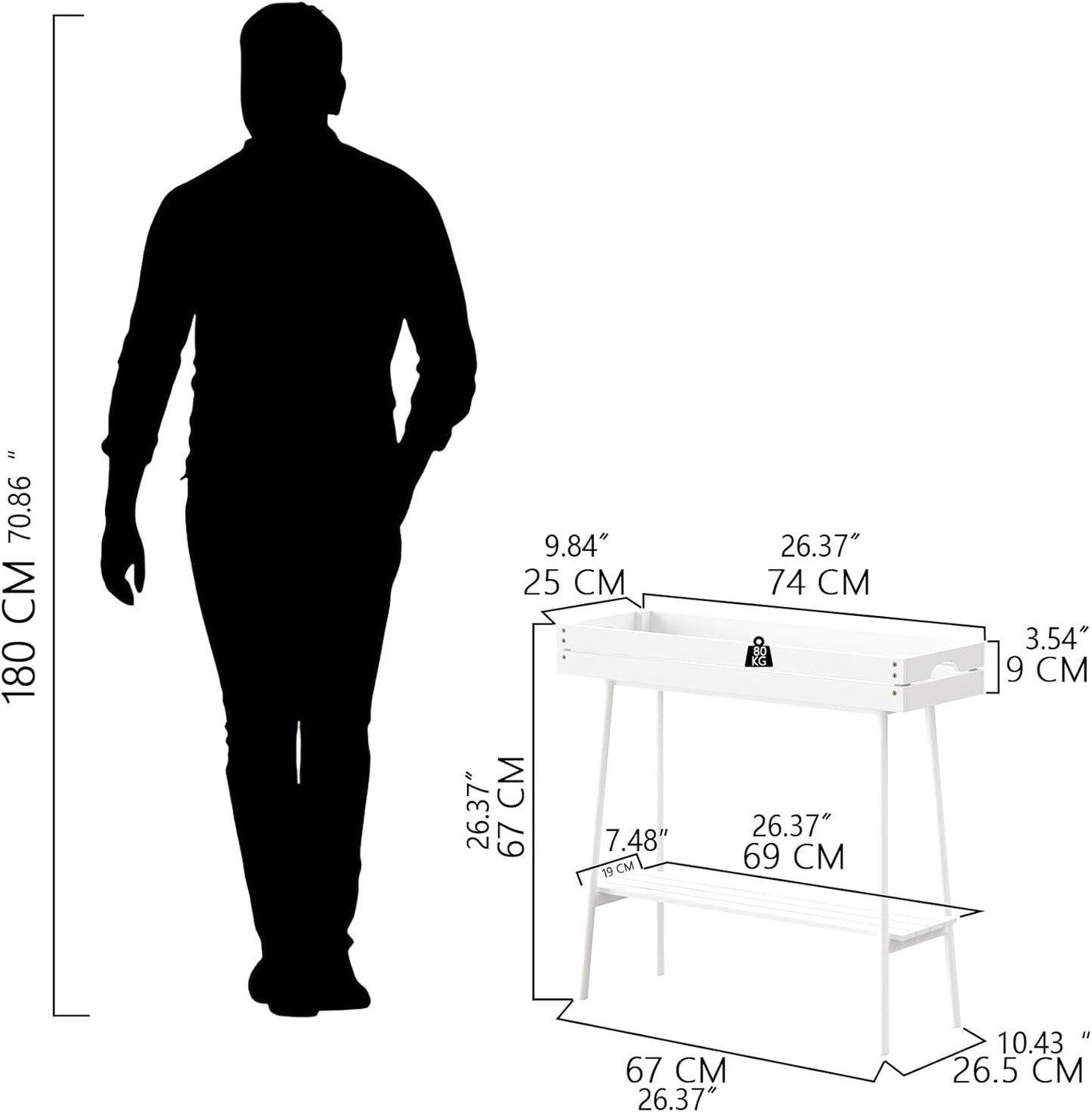 BAMBANG Bamboo Plant Stand Indoor, 2 Tier Small Plant Table, Tall Plant Stand for Indoor Plants, Window Sill Plant Shelf, Flower Pot Holder Plant Bench Plant Rack for Living Room Outdoor, White