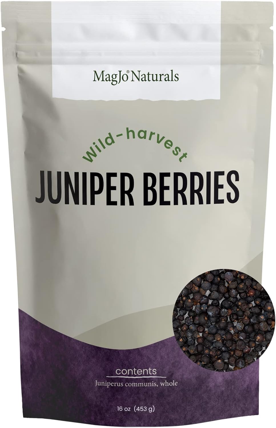 MagJo Naturals, Whole Dried Juniper Berries (1 Lb) Wild-Crafted, Bulk Whole Juniper Berry, herbal infusion, cooking meat, seasoning beef, pork, turkey brine, soups, syrups and tea, wildcrafted