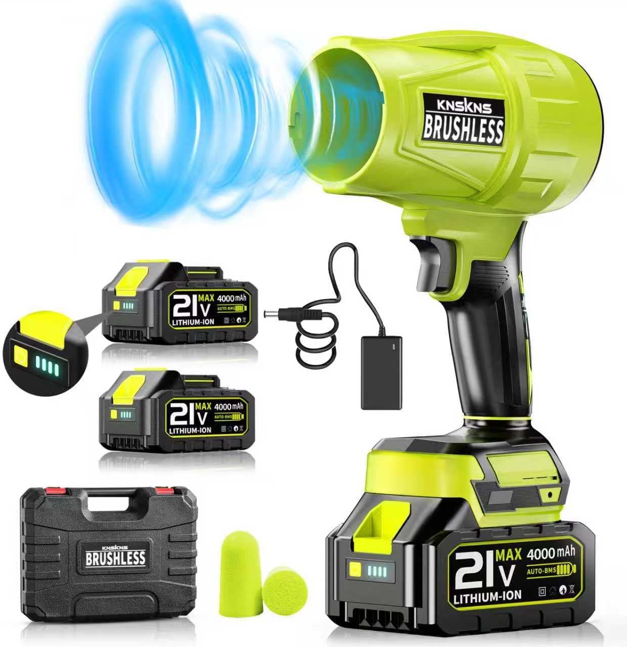 Leaf Blower Cordless with Battery and Charger,580000RPM Lightweight Mini Leaf Blower,21V Handheld Electric Blower with 2×4.0Ah Batteries & Fast Charger,Turbo Jet Blower for Lawn,Yard,Garage