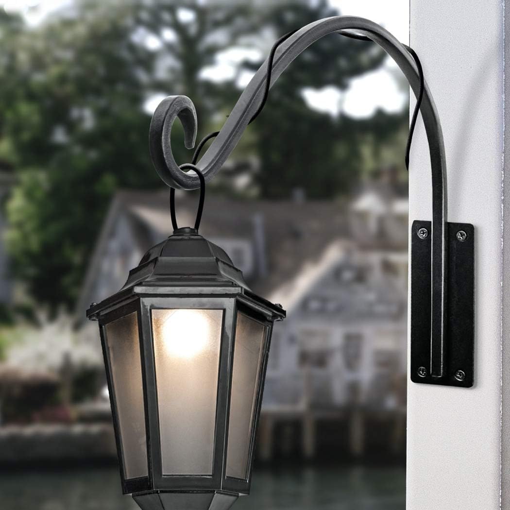 Heavy Duty Plant Hanger Bracket (16"/Black) Outdoor Hand-Forged Hanging Plant Bracket Durable and Stable Bird Feeder Hanger