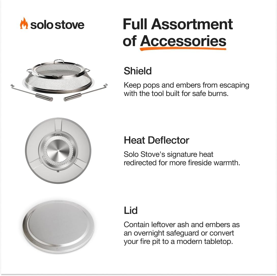 Solo Stove Yukon 27 Inch Smokeless Fire Pit with Removable Ash Pan - Wood Burning Portable Stainless Steel Outdoor Fireplace, Stainless Steel, Ideal for 6 or More People, 38 lbs,Mulberry