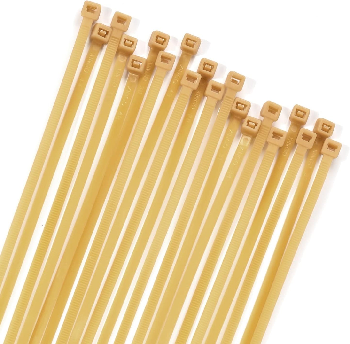 XINGO 100PCS Cable Zip Ties Heavy Duty, Premium Nylon Plastic Wire Ties with 50 Pounds Tensile Strength, Self-Locking Black Nylon Zip Ties for Indoor and Outdoor (6 inch, Gold)