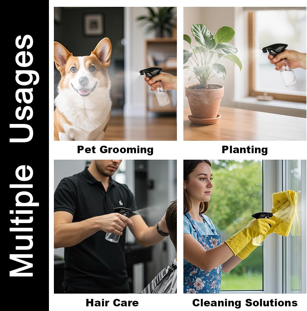 Spray Bottles 4oz/120ml Plastic Small Spray Bottle for Hair Mist/Stream Spraying Heavy Duty Empty Water Spray Bottles for Cleaning Solutions, Plants 2 Pack (Clear)