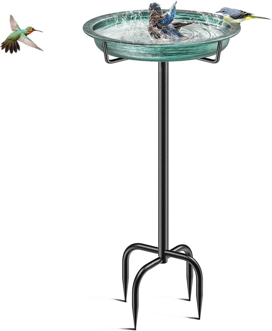 Freestanding Birdbaths Bowl Outdoor, Free Standing Garden Bird Bath Bird Feeder Bowl, Detachable Decoration Spa Birdfeeder for Garden Patio Yard Lawn
