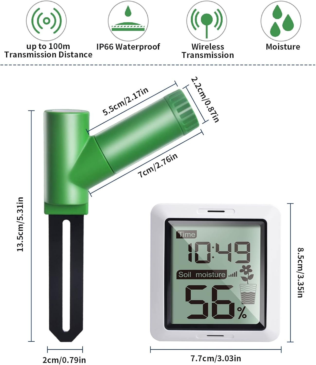ECOWITT WH0291 Soil Moisture Tester Plant Soil Moisture Sensor Meter with Digital LCD Display