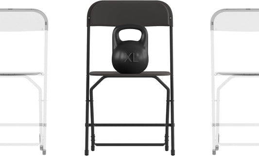 Flash Furniture Hercules Series Big & Tall Stackable Plastic Folding Chairs, Extra Wide Commercial Event Seats, Set of 4, Black