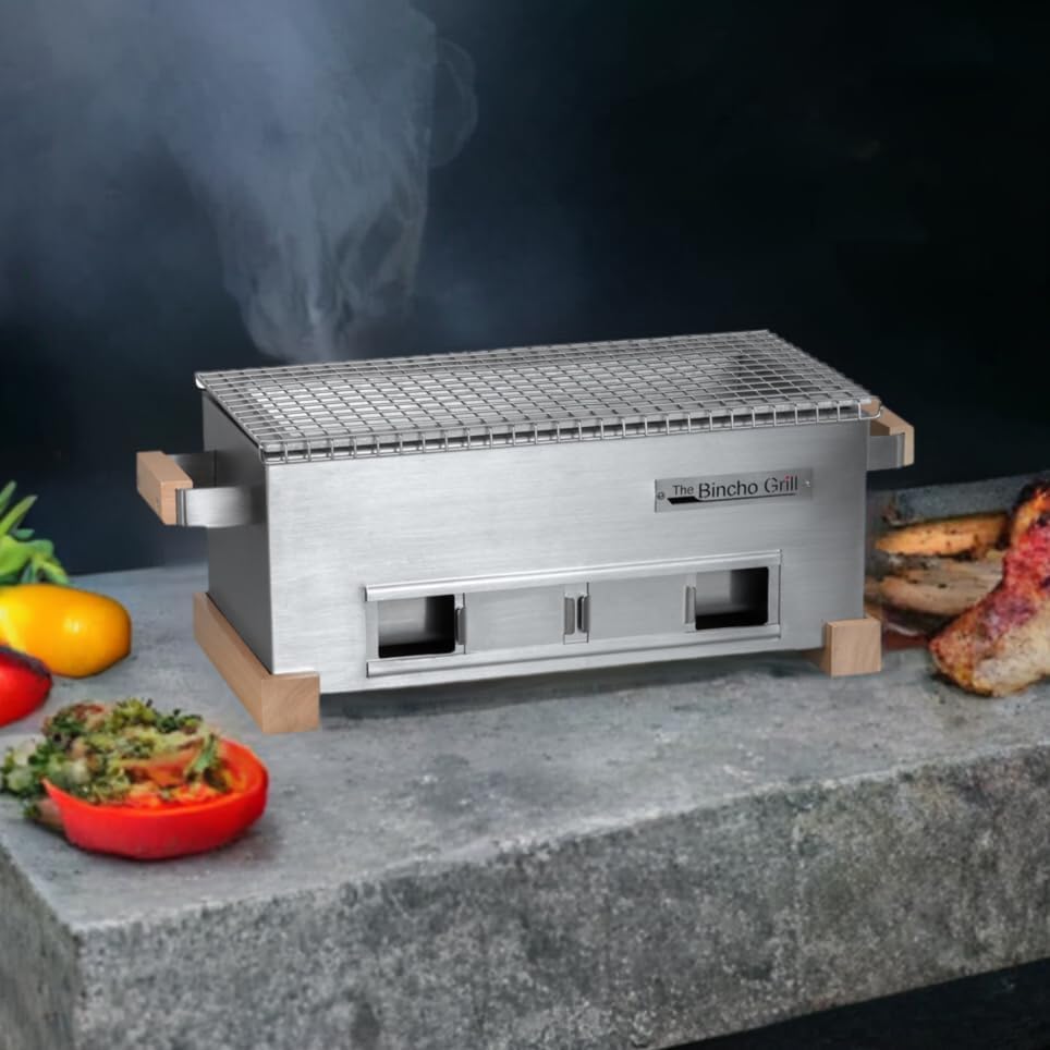 MG-168 Mini Yakitori Grill – Japanese Style Tabletop Charcoal Hibachi BBQ – Portable Binchotan Grill for Authentic Japanese Grilling – Perfect for Outdoor, Camping, or Home Use