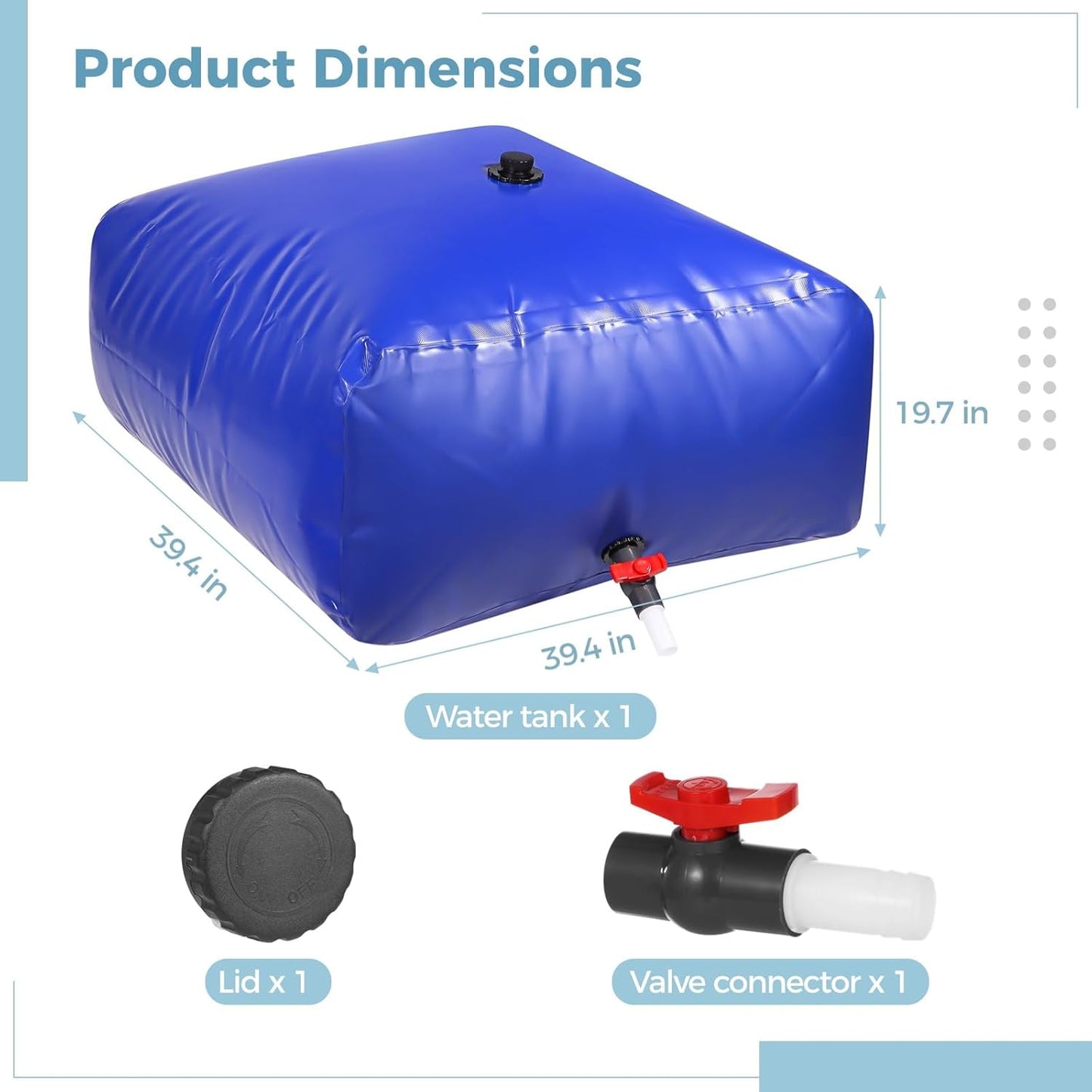 Portable 500L/132 Gallon Water Tank Collapsible Water Storage Container Bag, Water Bladder Bob with Valve for Camping RV Life Agricultural Outdoor Construction Watering