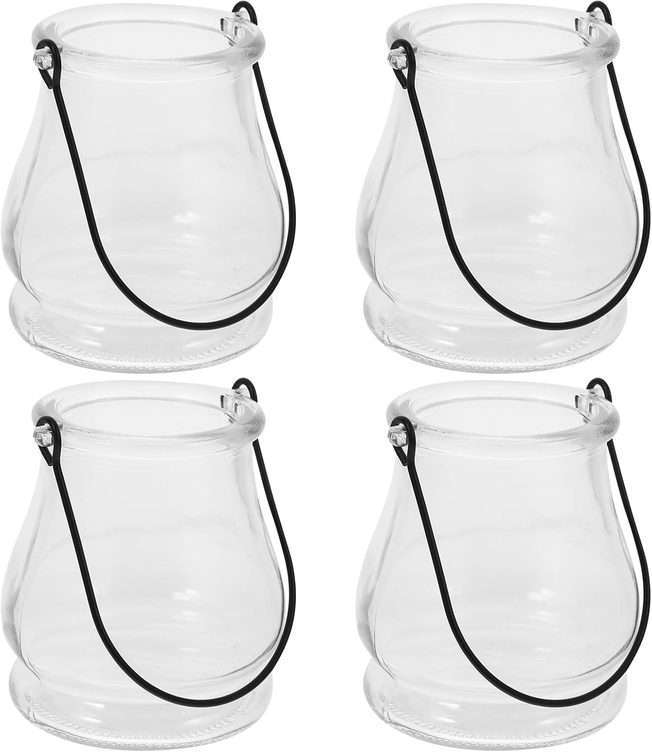 Cabilock 4pcs Hanging Candle Holders, Clear Tealight Holder, Hanging Glass Vase, Fillable Plant Succulent Vase Hanger for Party Wedding Decoration