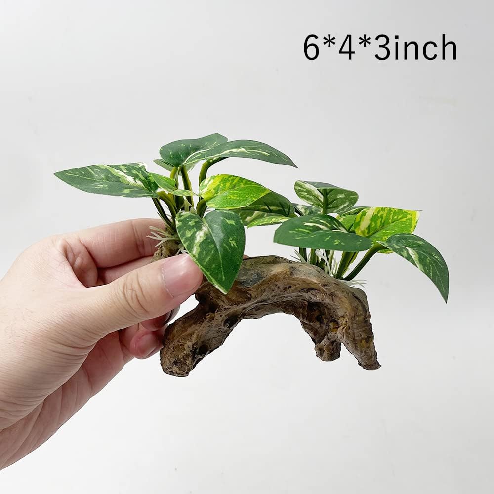 Smoothedo-Pets Fish Tank Decorations Aquarium Decor Ornaments Betta Silk Leaf pad Hammock Artifical Driftwood cave Goldfish Bowl Accessories (Type-C)