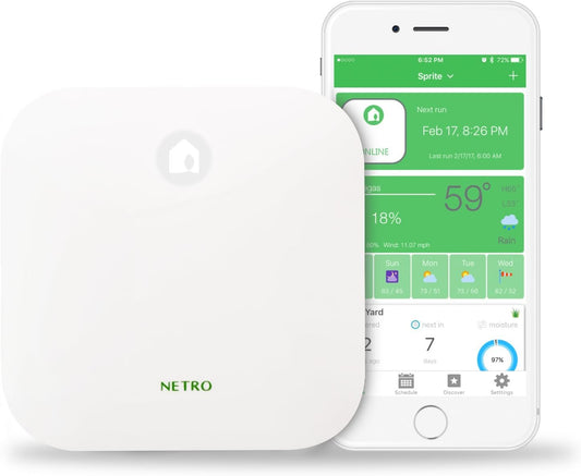Netro Smart Sprinkler Controller, Pearl White, Sprite-12, WiFi, 12 Zone, WaterSense Certified, Compatible with Alexa