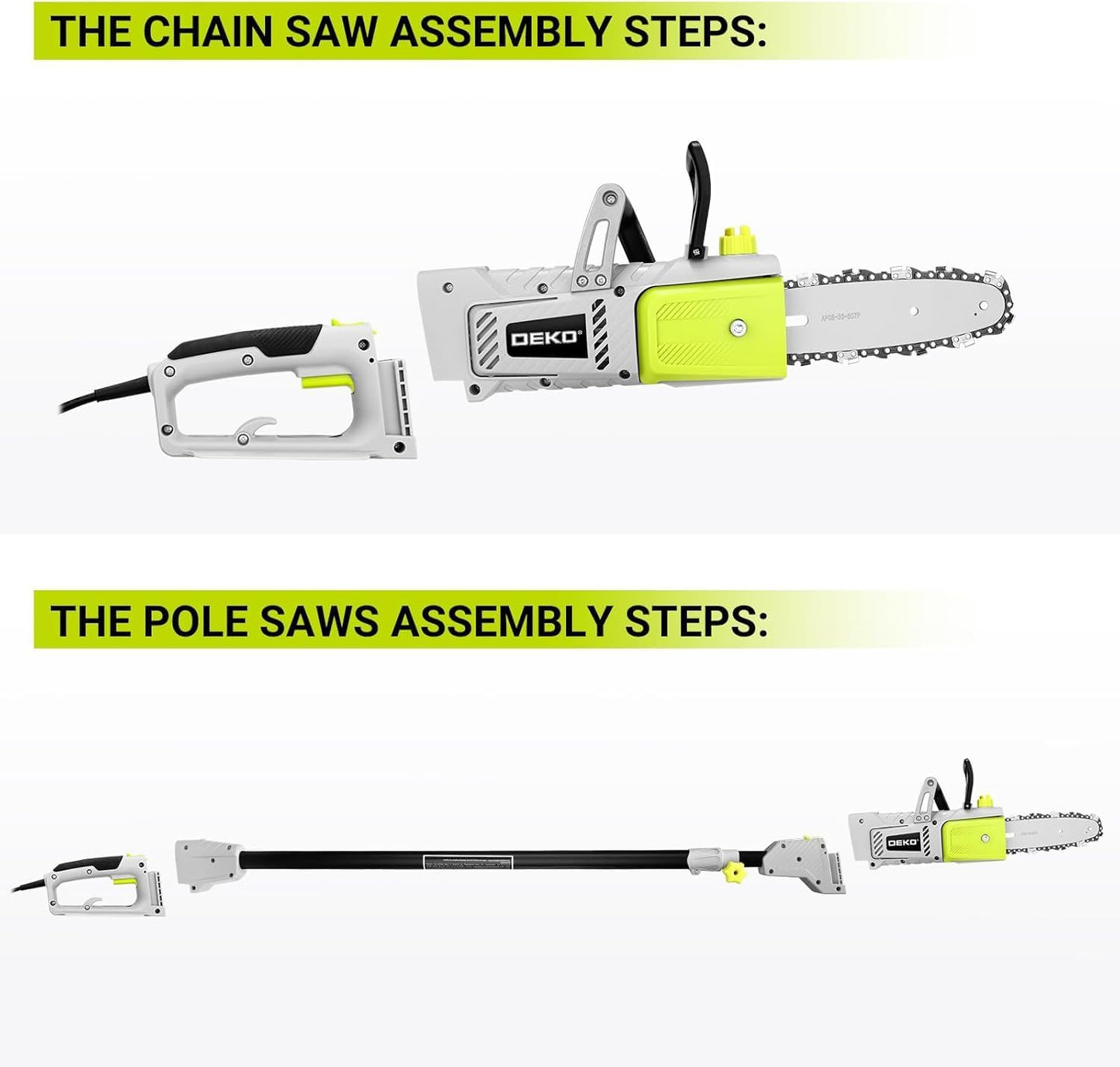 DEKOPRO 8 Amp 10" Electric Pole Saw for Tree Trimming,Corded Electric Chainsaw,Power Chain Saw for Tree Trimming Wood Cutting