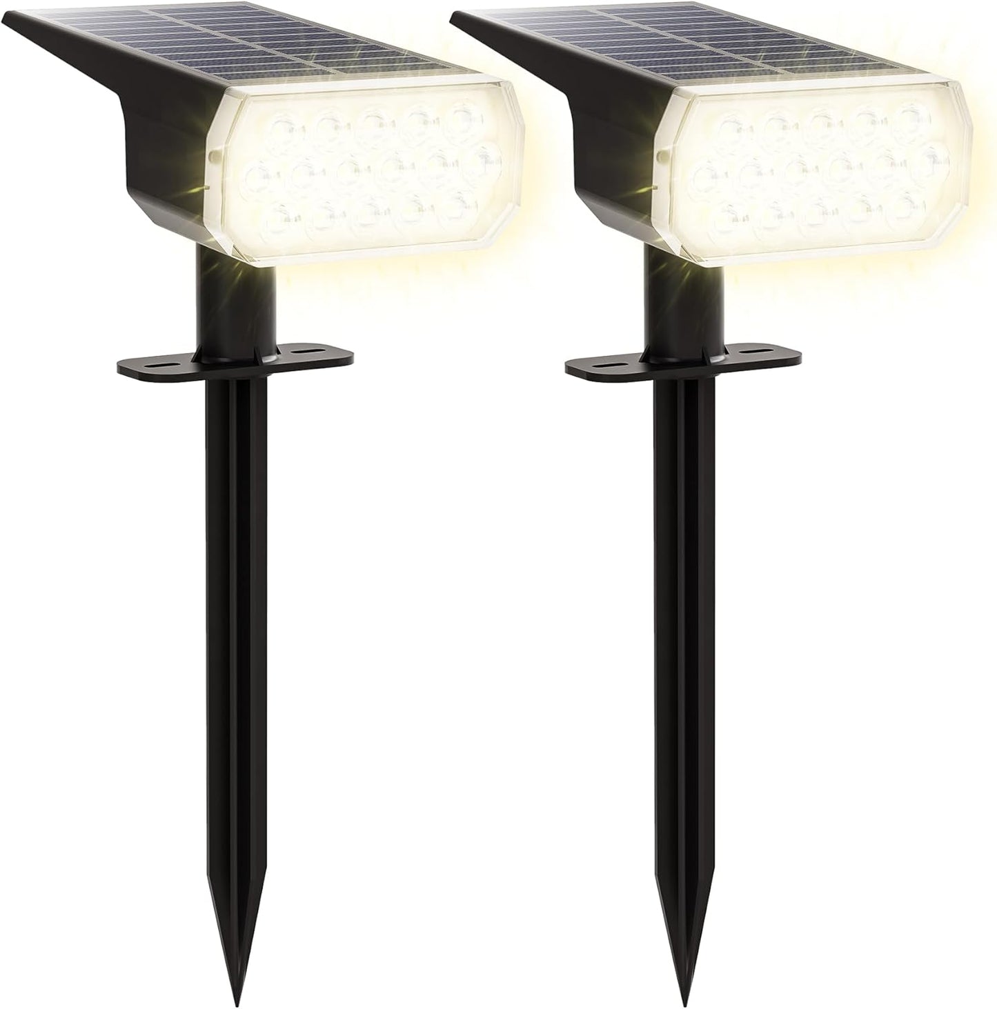 Solar Spot Lights Outdoor, 3 Lighting Modes Solar Outdoor Lights for Garden Yard Outside Landscape, 2 Pack Warm