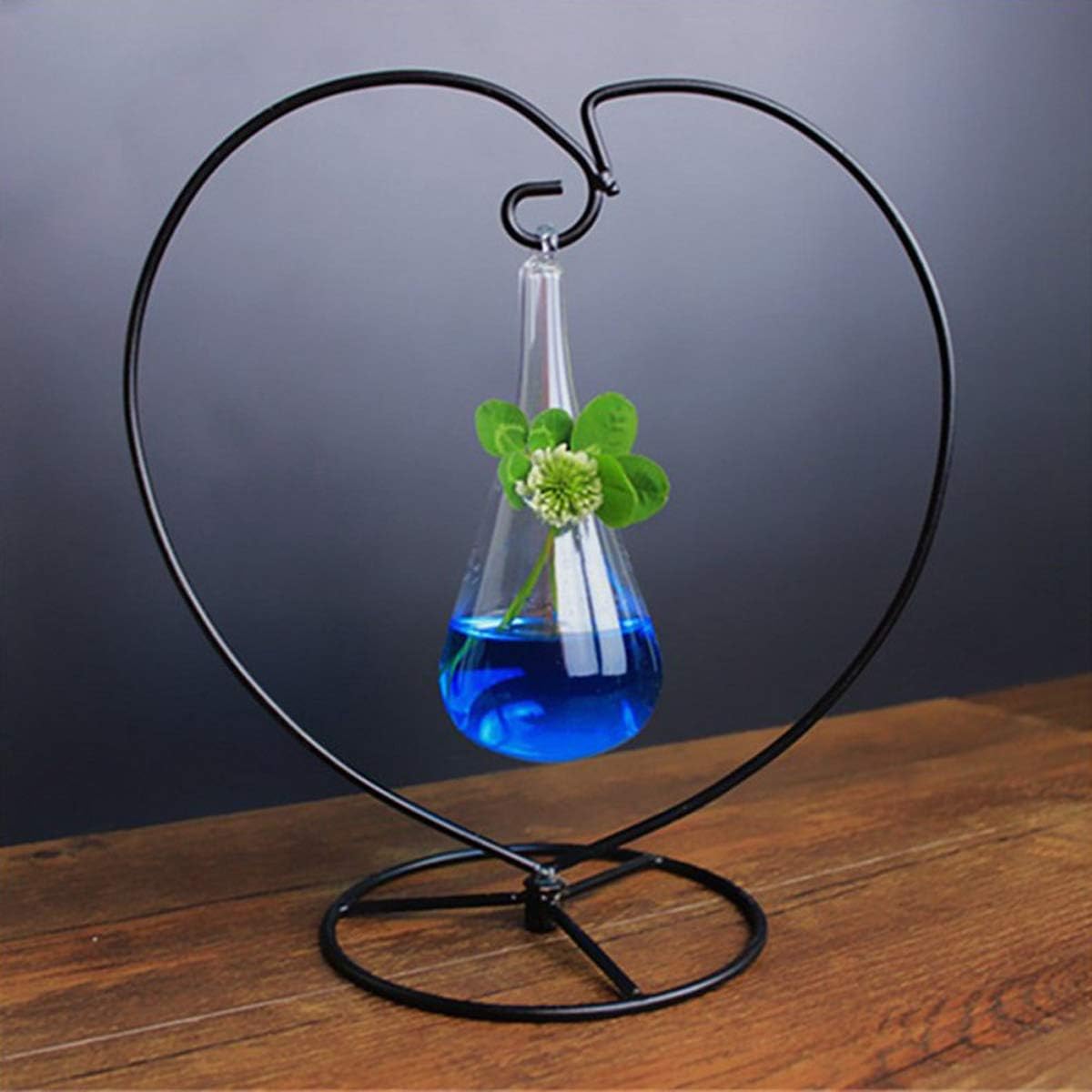 Ornament Display Stand Air Plant Stand Iron Hanging Stand Flower Pot Stand Rack Holder for Hanging Glass Globe Witch Ball Terrarium Christmas Ornament and Home Wedding Decoration(Black) (Love)