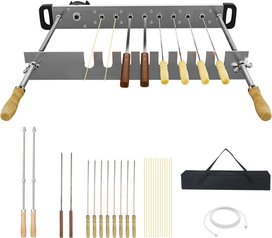 Stainless Steel Electric Barbecue Grill, Automatic Rotating, Adjustable Width for BBQ (G500)