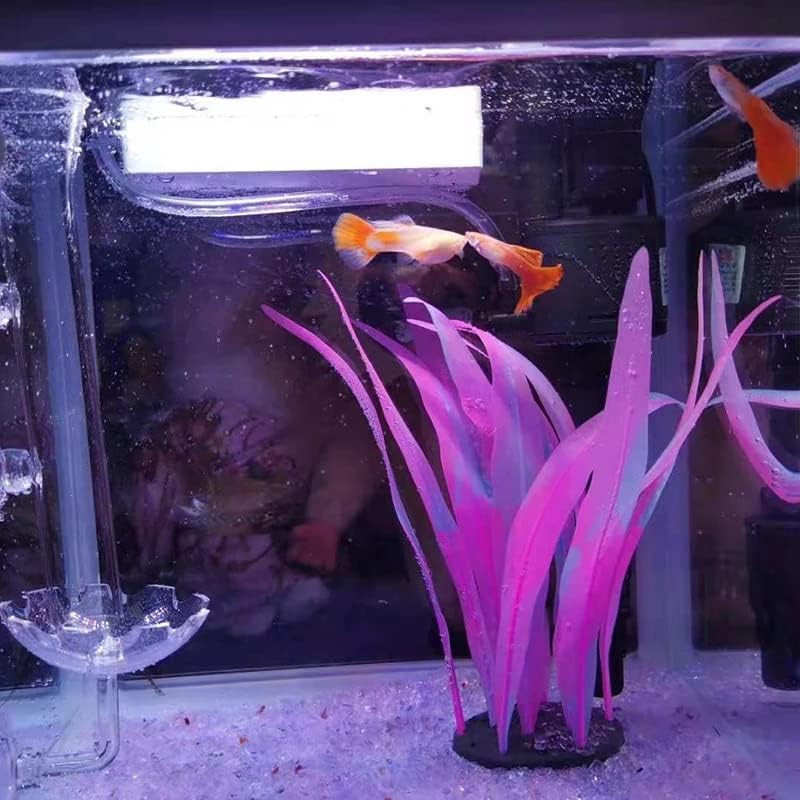 1Pcs Aquarium Decoration Pink Plants Simulation Artificial Water Grass Plastic Fish Tank Decor Plant Soft Silicone Glowing Kelp Ornament Aquarium Accessories,Pink,9.84in
