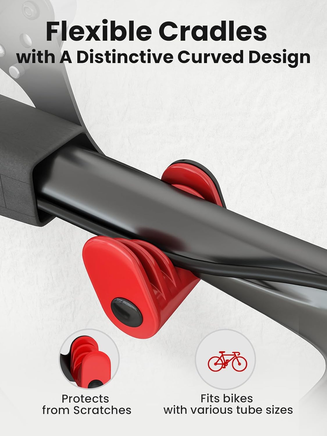 YORKING Bike Wall Mount, Horizontal Wall Mount Hanger Holds Up to 55Lbs Bike Indoor Storage Rack Hook with 5 Adjustable Levels, Extends to Fit 32.6" Handlebars for 1 Bicycle in Home Garage – Red