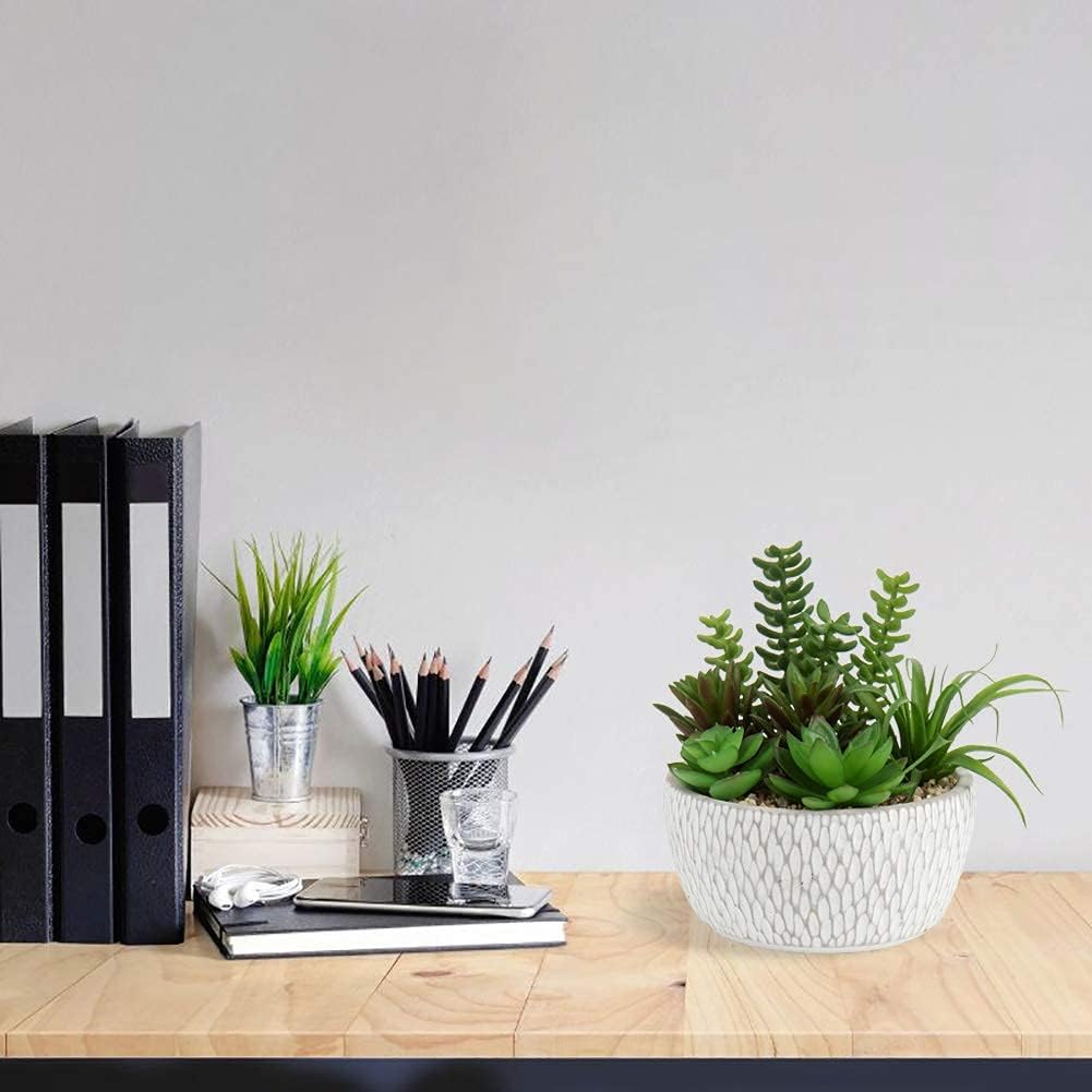 Briful Small Fake Plants Assorted Faux Succulents in Pots Realistic Succulents Plants Artificial with Cement Pots for Home Table Office Desk Bathroom Shelf Living Room Decor