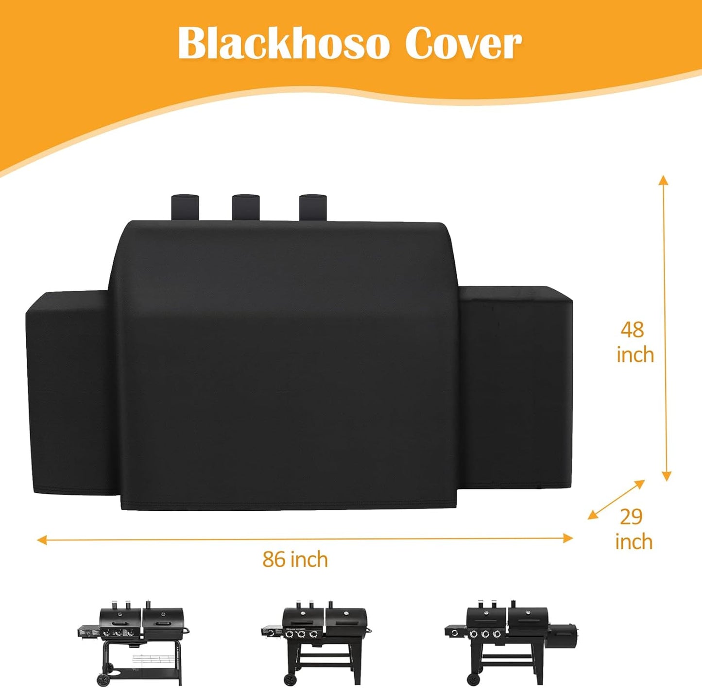 Grill Cover for Char-Griller 3-Burner Dual Fuel Expandable Propane Gas and Charcoal Outdoor Polyester Grill and Smoker Cover, Heavy Duty Waterproof UV Resistant Cover, Outdoor BBQ Accessories