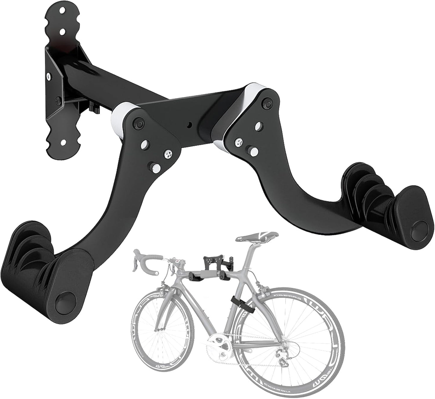 YORKING Bike Wall Mount, Horizontal Wall Mount Hanger Holds Up to 55Lbs Bike Indoor Storage Rack Hook with 5 Adjustable Levels, Extends to Fit 32.6" Handlebars for 1 Bicycle in Home Garage – Black