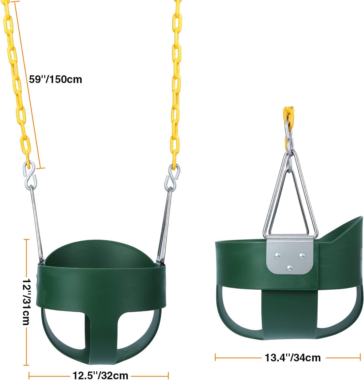 RedSwing High Back Full Bucket Swing with Heavy Duty Swing Seat Combo Pack (Triangle and Chain Dip), Tree Straps Included