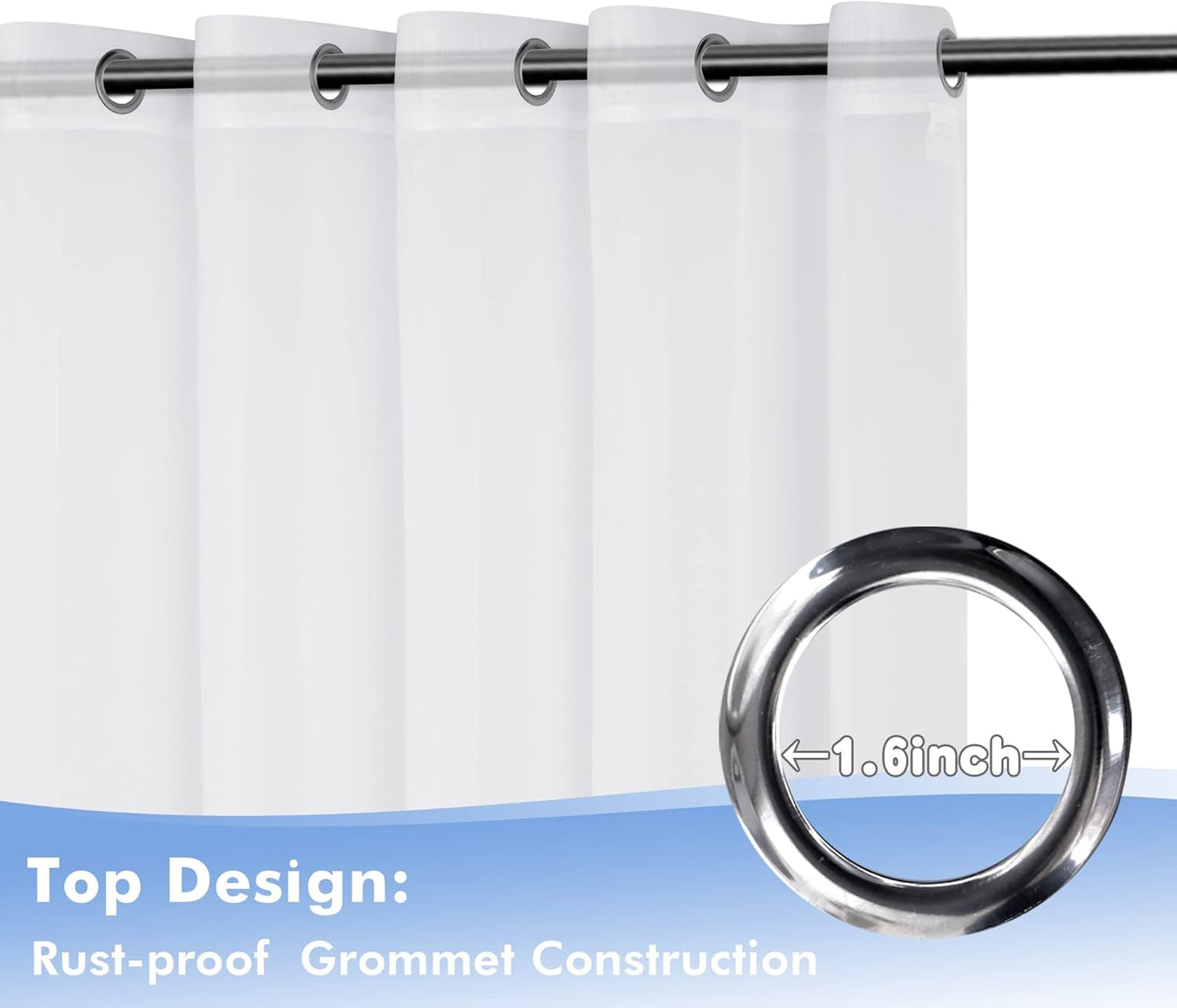 HolidayIdeas White Outdoor Sheer Curtains for Patio Waterproof, 4 Panels - 54 x 95 Inch - Light Filtering Voile Outside Curtains Grommet Drapes for Front Porch, Gazebo, Pergola, Backyard