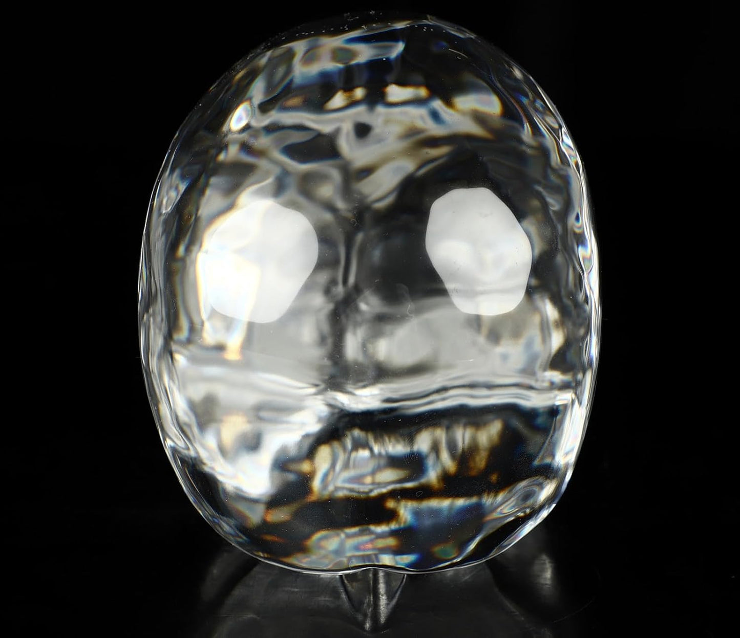 Skullis 5.0" K9 Crystal Skull, Hand Carved Gemstone Fine Art Sculpture, Reiki Healing Stone Statue.2831