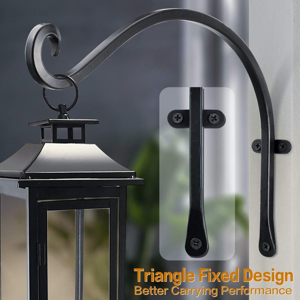 Hanging Plant Brackets Outdoor: 12-Inch Hanging Plant Hangers Wall Hooks - Wall Mount Brackets for Bird Feeder Flower Baskets Black