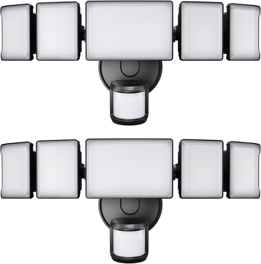 Olafus 100W Motion Sensor Outdoor Lights, 10000LM 2 Pack Motion Sensor Flood Light, Dusk to Dawn Outdoor Lighting, IP65 Waterproof Motion Detector Lights for Outside, Black
