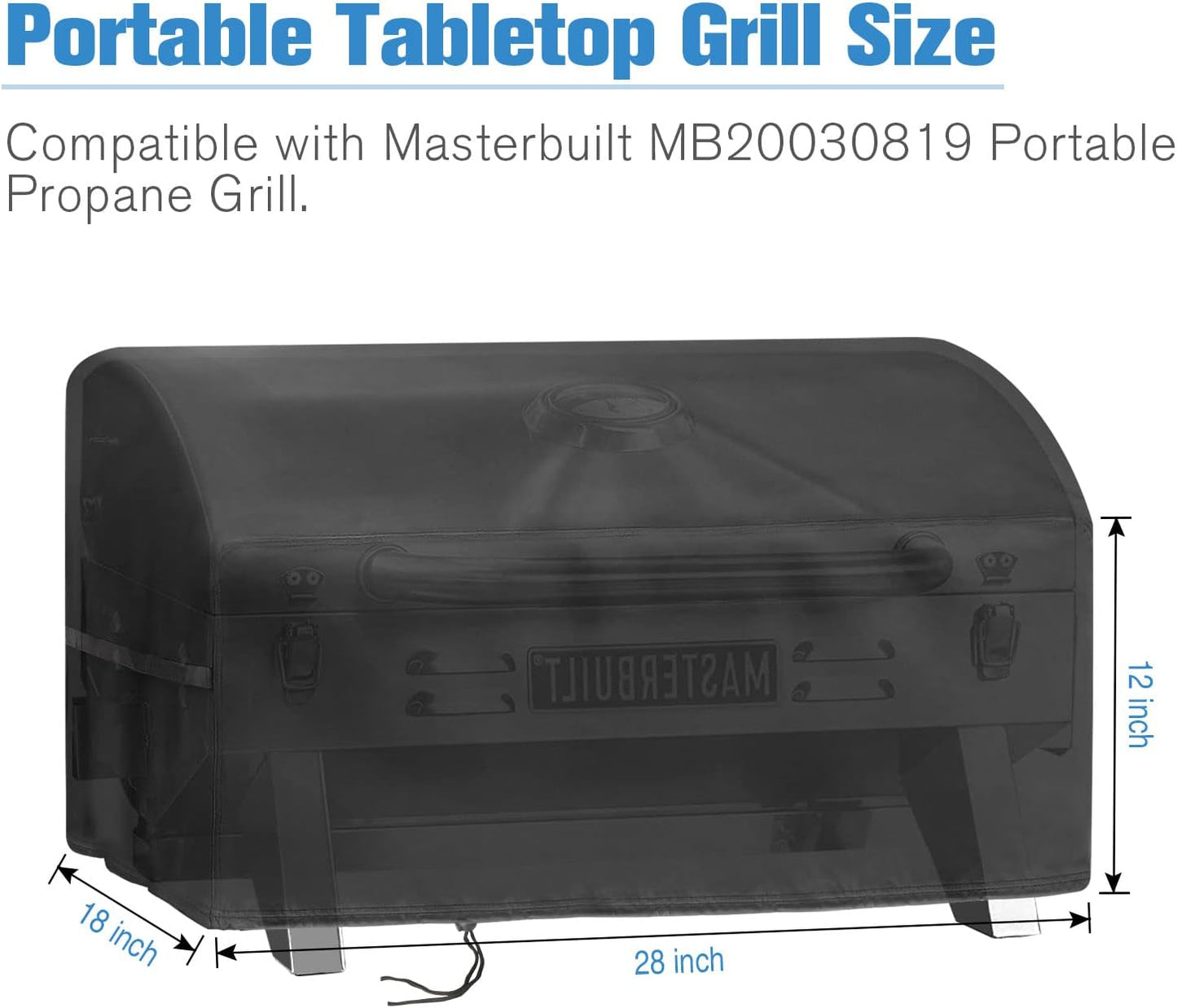 Grill Cover for Masterbuilt MB20030819 Portable Propane Gas Grill,Outdoor Waterproof Small Tabletop Grill Cover Heavy Duty Camping Table Top Grill Cover