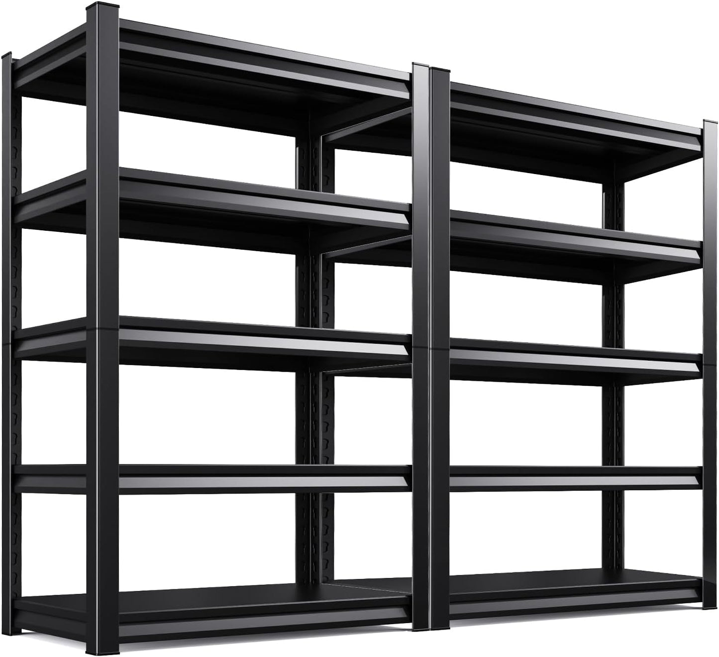 Garage Shelving 3000lb Heavy Duty Shelving Adjustable Metal Shelvings Garage Storage Shelves 5 Tier Utility Shelvin Unit Metal Shelf Rack for Basement Industrial Black 72''H*46''W*20''D,2 Pack
