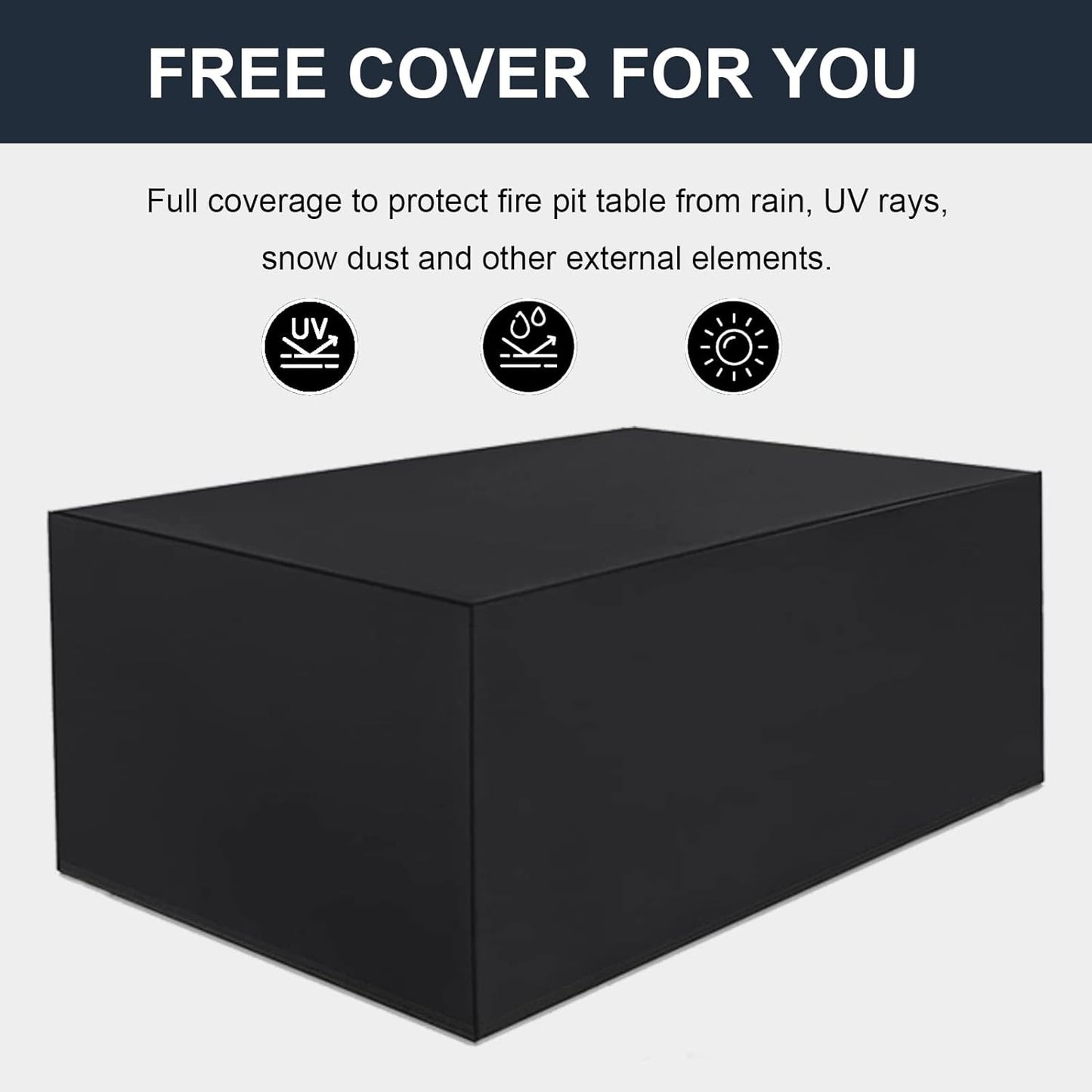 44 Inch Propane Gas Fire Pits Table for Outside Patio, 60000 BTU Rectangular Outdoor Wicker Rattan Fire Pit with Glass Wind Guard