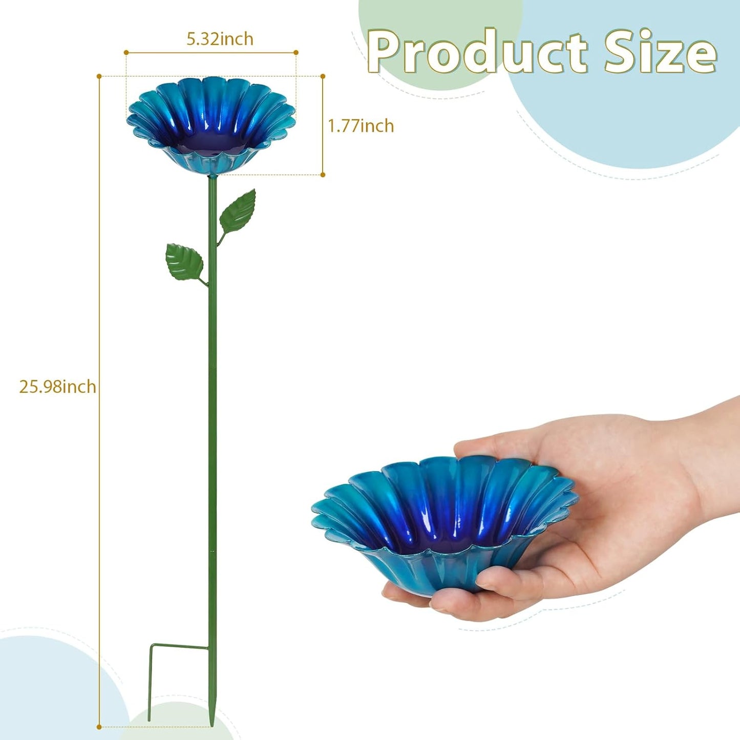 Large Bee Watering Station 4 Pack - Bee Bath for Garden Metal Butterfly Feeders Bowl with 5.32'' Flower Design Bird Bath for Outside Outdoors Garden Decor