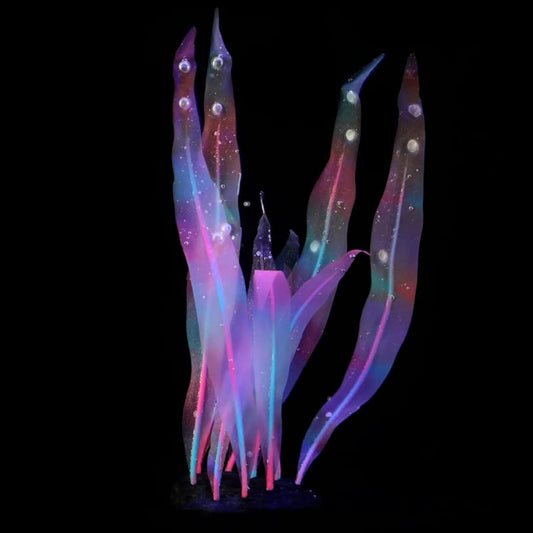 1Pcs Aquarium Decoration Pink Plants Simulation Artificial Water Grass Plastic Fish Tank Decor Plant Soft Silicone Glowing Kelp Ornament Aquarium Accessories,Pink,7.08in