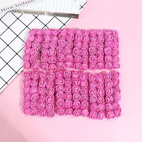 144 Pieces 2cm Mini Fake Rose Flower Heads Foam Rose Flower Heads Artificial Roses for Valentine Day Wedding DIY Decor Craft(Pink)