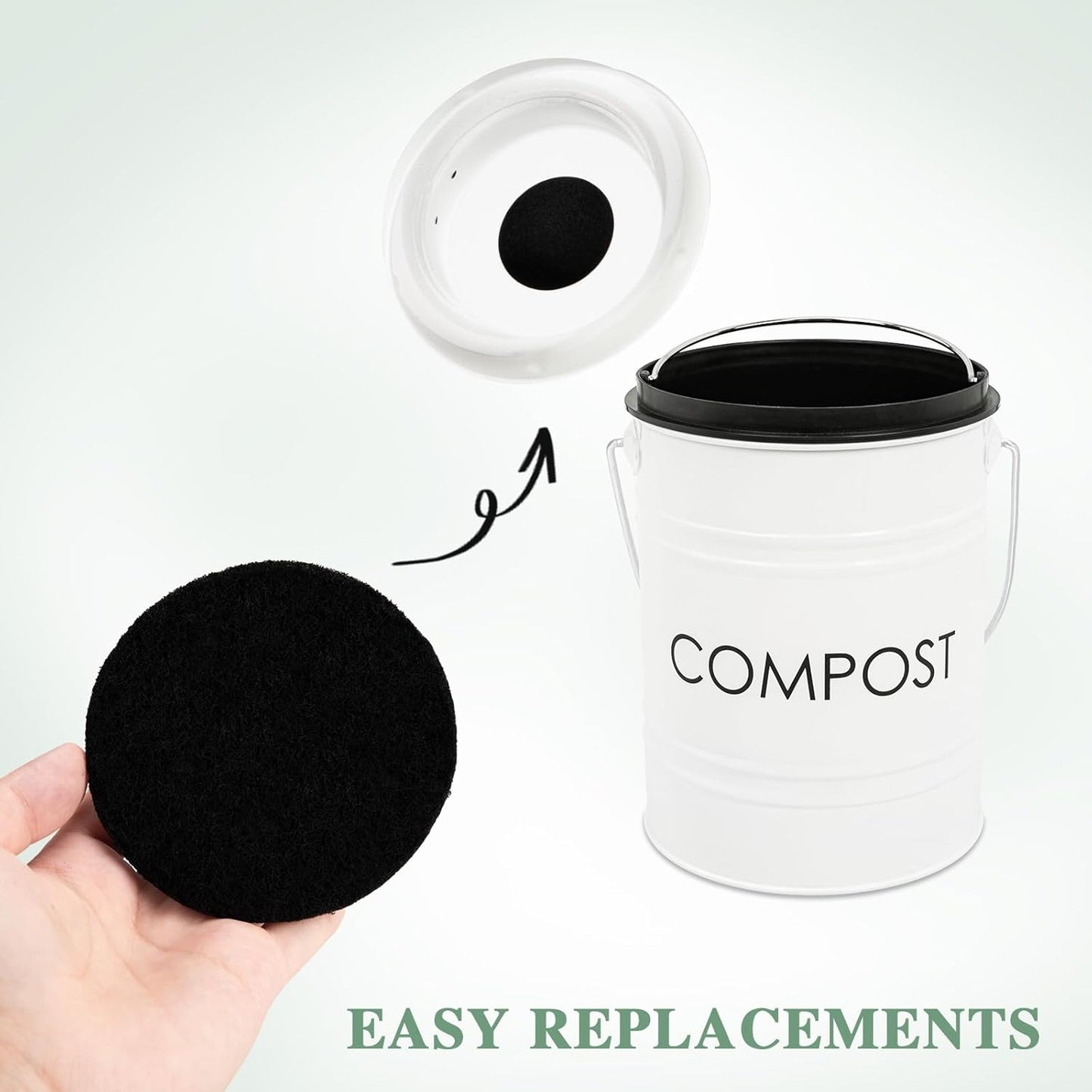 Vipush Charcoal Filters for Kitchen Compost Bin - 12 Pack Activated Carbon Filters for Countertop Bin Pail Replacement, Activated Charcoal Home Bucket Refill Sets