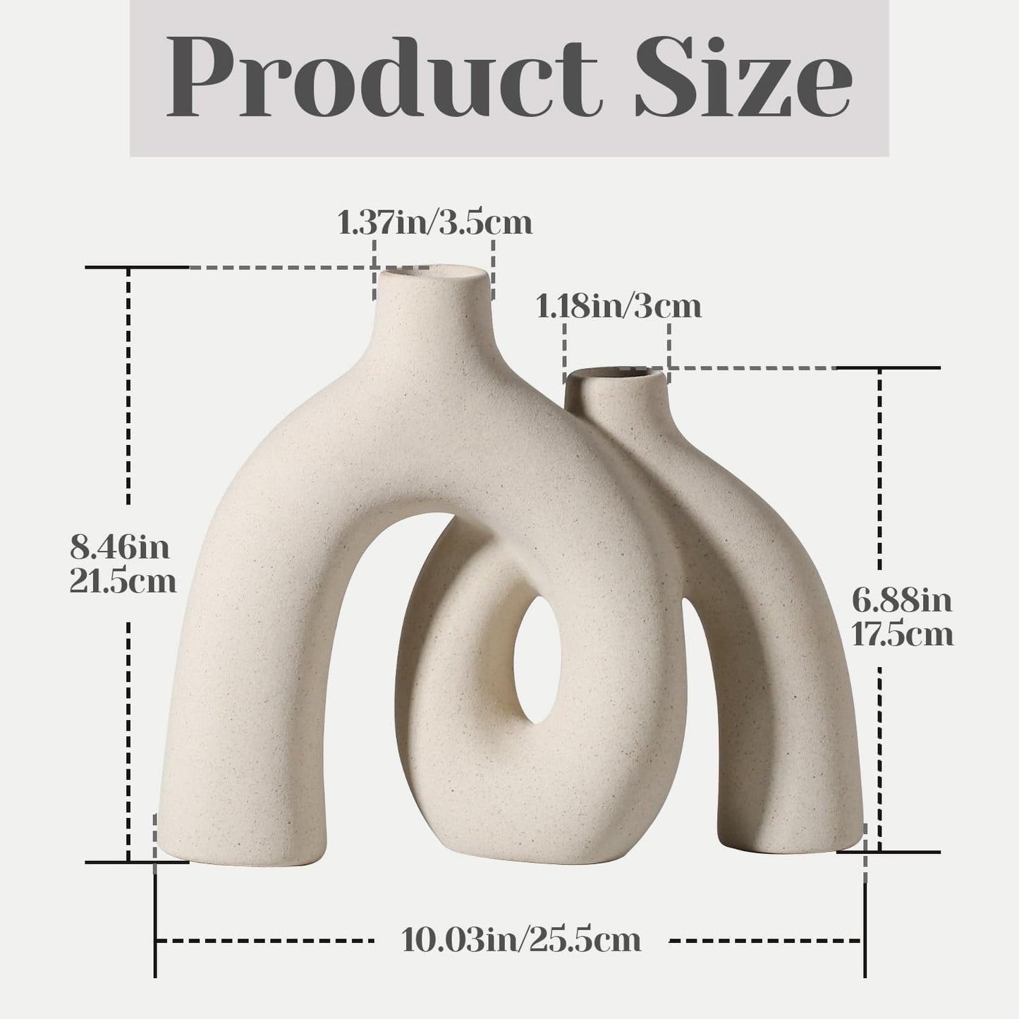 CEMABT Modern Nordic Boho Vase Set - Elegant Beige Matte Ceramic Home Decor for Living Room, Bookshelf, Mantel, Entryway Table & Console Décor | Shelf Decorations Gift