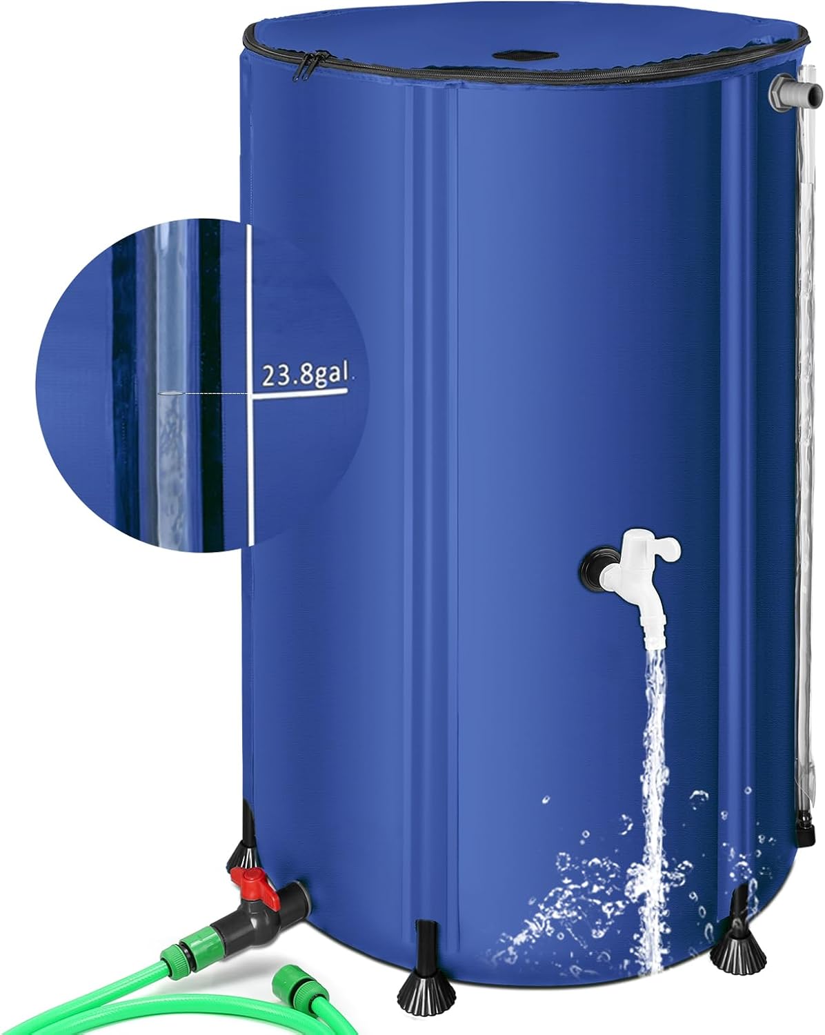 Rain Barrels to Collect Rainwater from Gutter - Portable Water Storage Tank Water Barrel Rainwater Collection System Rain Catcher Include Filter Two Spigots and Overflow Kit (100 Gallon, Blue)