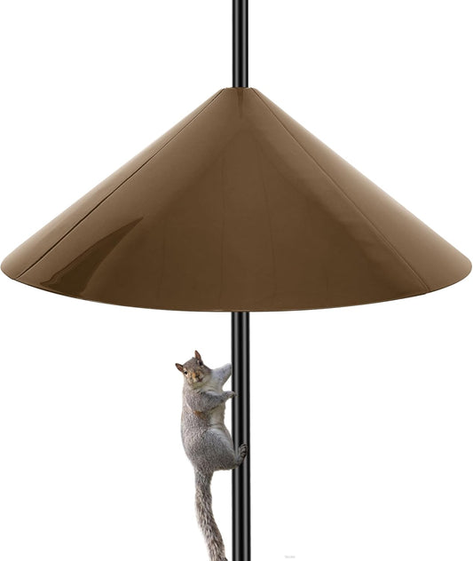 Squirrel Baffle for Bird Feeder Pole, 19-Inch Outdoor Bird Feeder Guard, Squirrel-Proof Birdhouse Baffles, Shepherd's Hook for Outside(Brown)