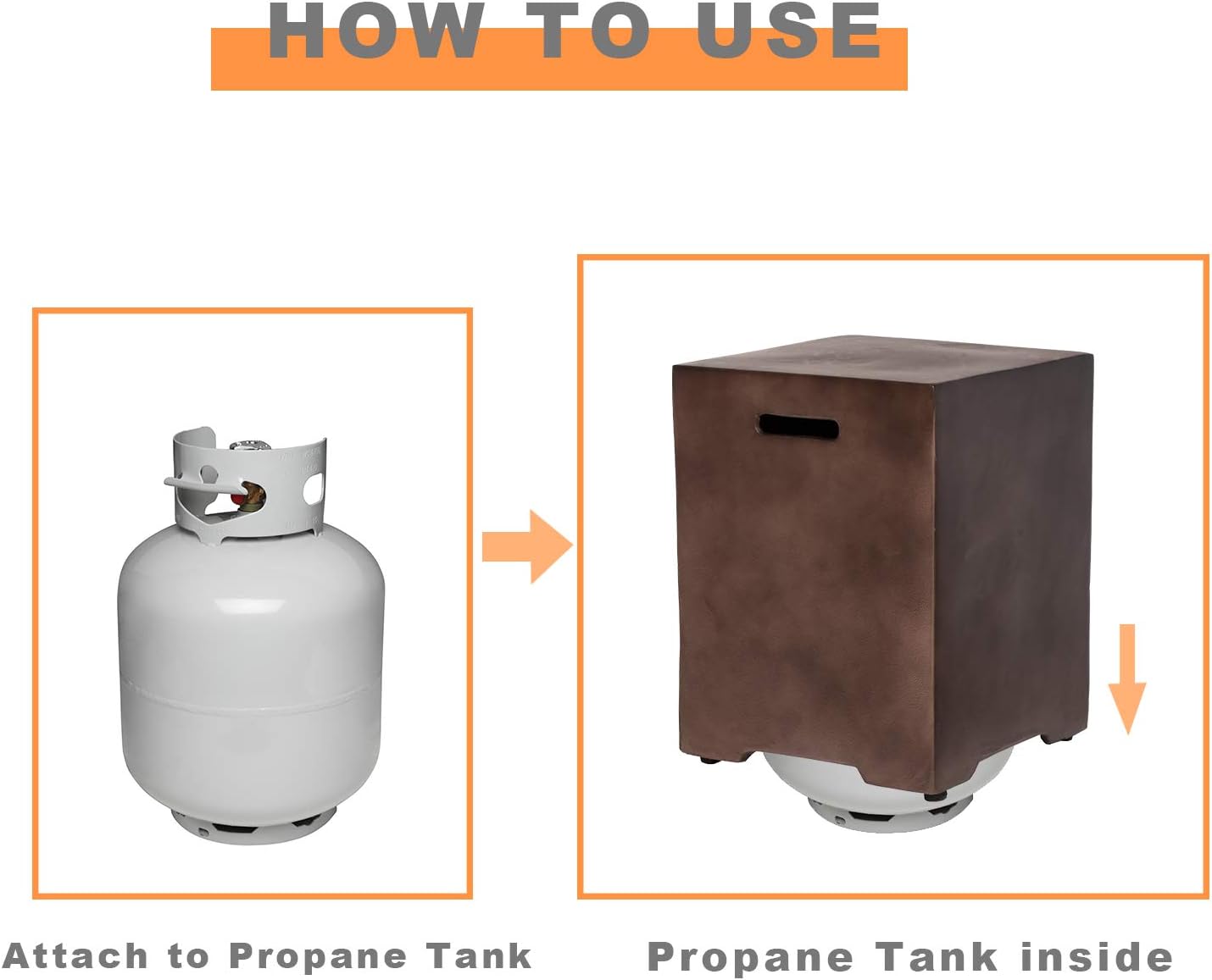 COSIEST 2-Piece Outdoor Propane Fire Table Set, Rectangle Concrete 56" x 28" Bronze Fire Pit (CSA Certified, 50,000 BTU) w 20lb Tank Table, Wind Guard, Waterproof Cover for Garden, Porch, Backyard