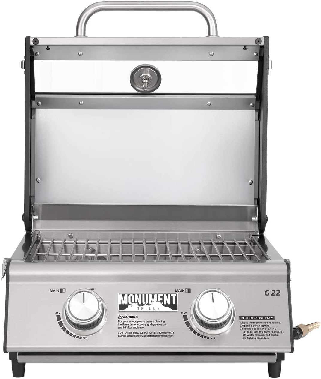 Monument Grills Clearview® 2-Burner Tabletop Propane Gas Grill with 1 Pound Tank Adapter(2 items)