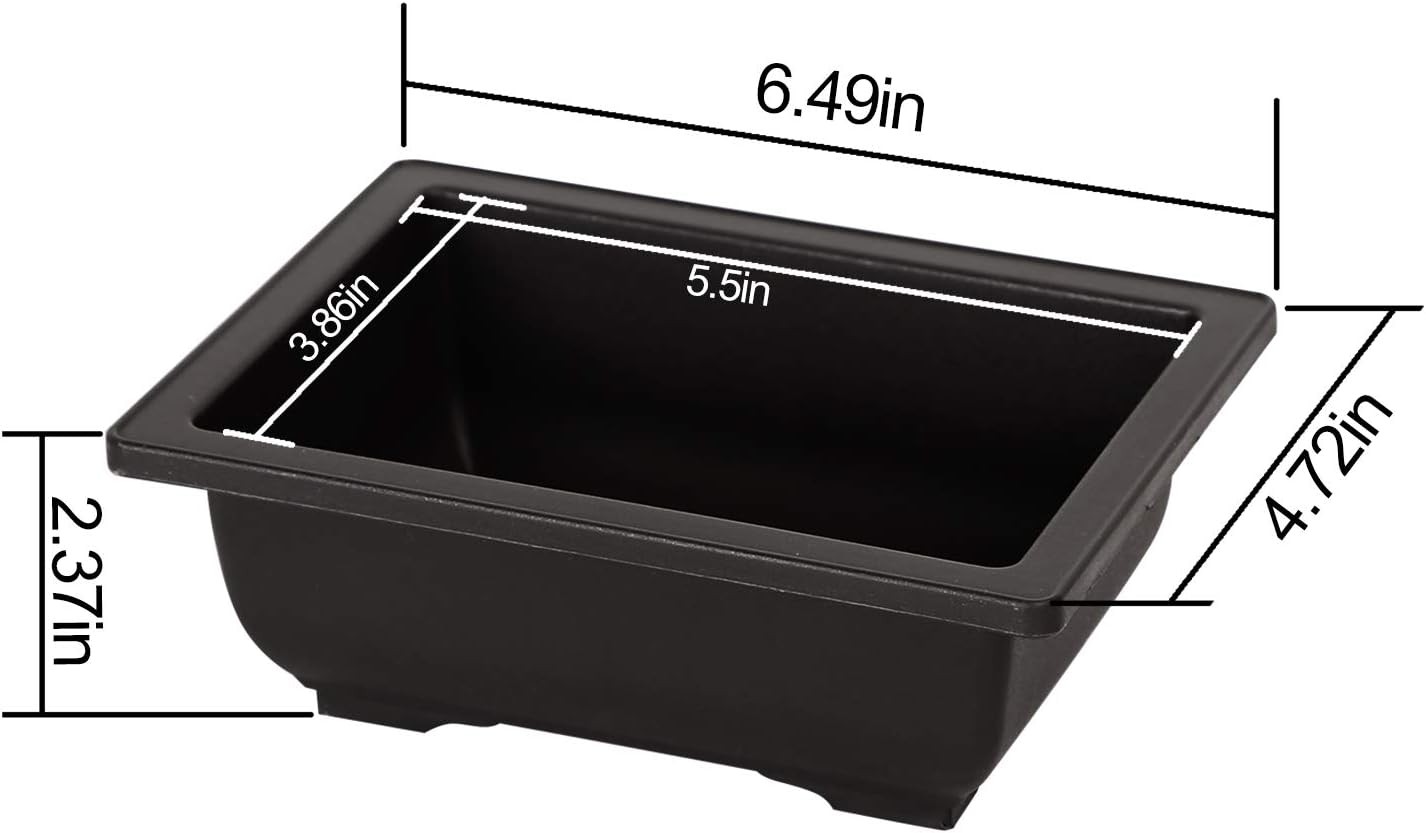 KINJOEK 20 PCS 6.5 Inch Bonsai Training Pots, Rectangular Plastic Bonsai Pots, Flower Succulent Pots Container for Garden, Indoor, Home Decorative