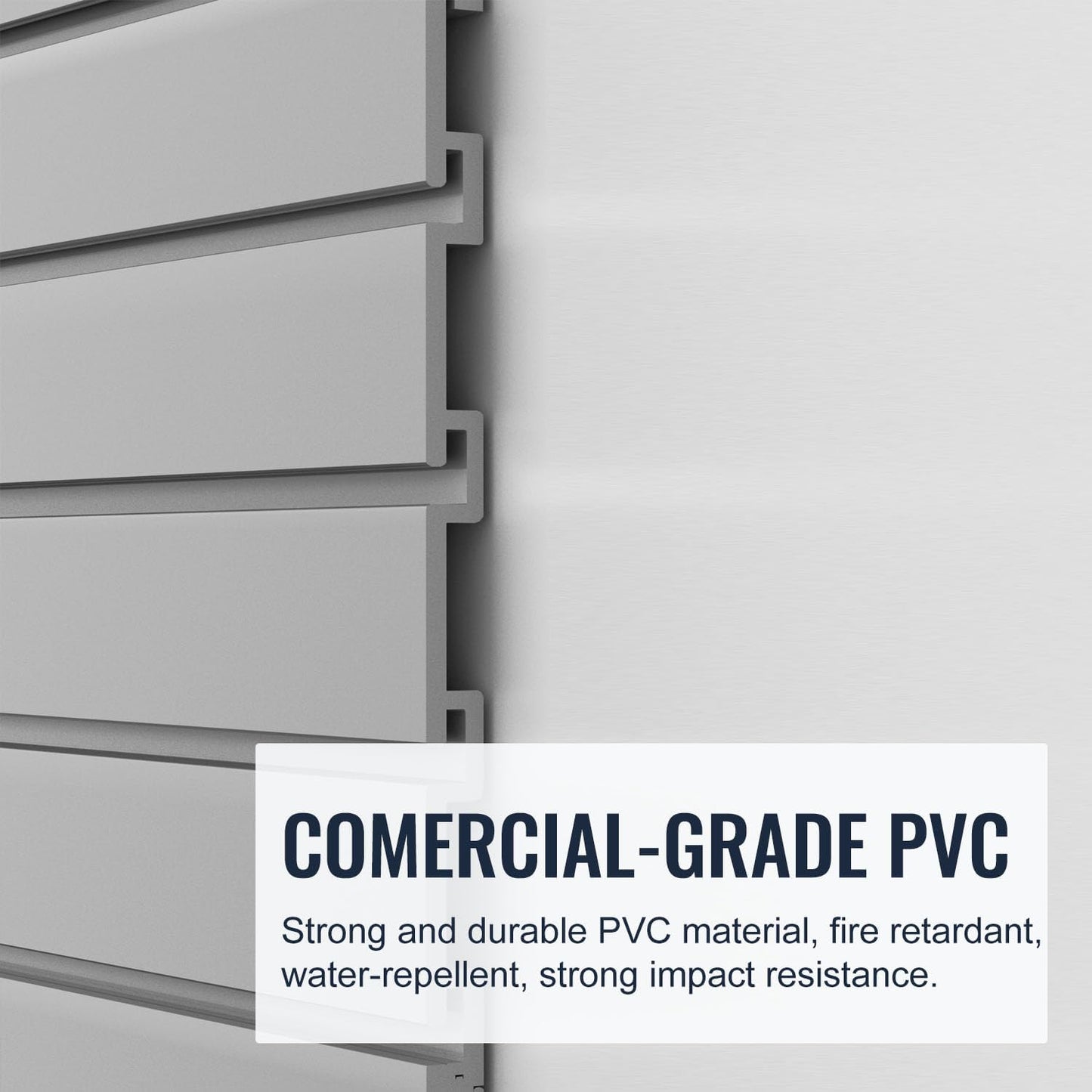 Slatwall Panel Garage Organizer PVC Slatwall Heavy Duty Wall Mounted Rack, Interlocking Slat Wall Panels for Tool Organization Peg Board(Grey 4 x 2 ft)