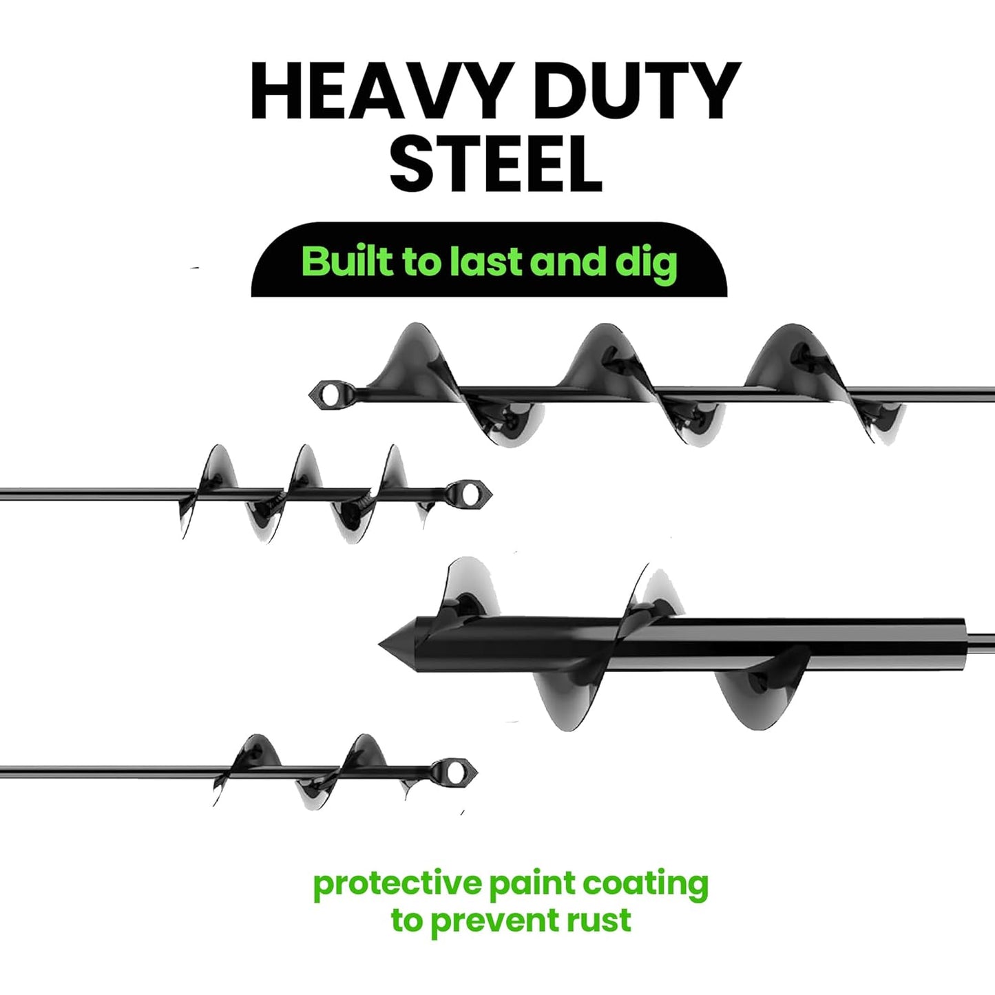 Auger Drill Bit for Planting 4 Pack – Garden Spiral Hole and Bulb Planter Tool for Umbrella Holes - Compatible with 3/8 Inch Hex Drive
