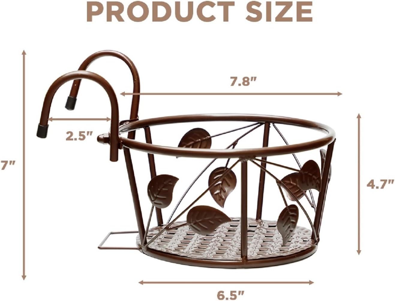 Hanging Railing Planter Flower Pot Holder Baskets Iron Art Hanging Baskets Flower Pot Holder Hanger Potted Plants Rack Plant Iron Racks Over The Rail Fence for Patio Balcony Porch
