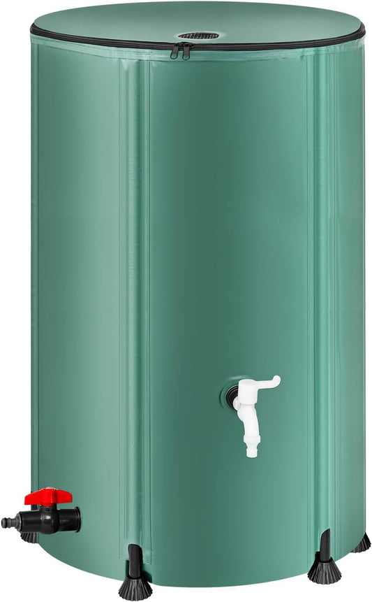 Collapsible Rain Barrel Water Storage Containers-100 Gallon Portable Rainwater Collect System Water Tank to Collect Rainwater from Gutter Downspout Water Catcher with Spigots,Filter＆Overflow Kits