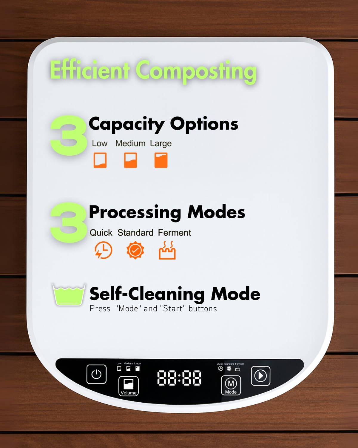 Electric Composter for Kitchen, Compost Bin - 4L Large Capacity, 3 Processing Modes, 3 Capacity Options, 2 Carbon Filters, Auto-Cleaning Auto-Drying (White)