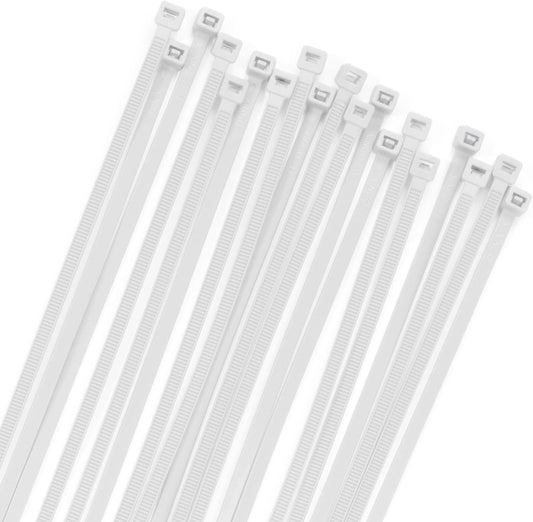 XINGO 100PCS Cable Zip Ties Heavy Duty, Premium Nylon Plastic Wire Ties with 50 Pounds Tensile Strength, Self-Locking Black Nylon Zip Ties for Indoor and Outdoor (10 inch, White)